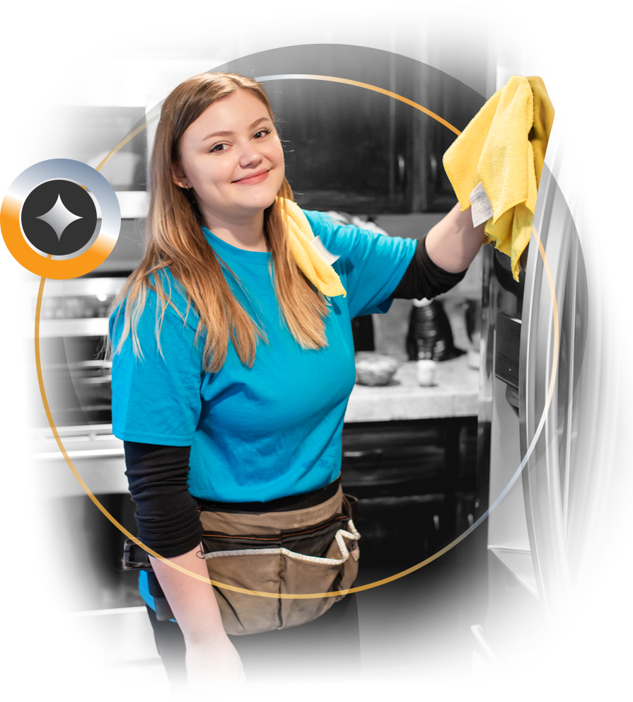 Image of a service worker cleaning